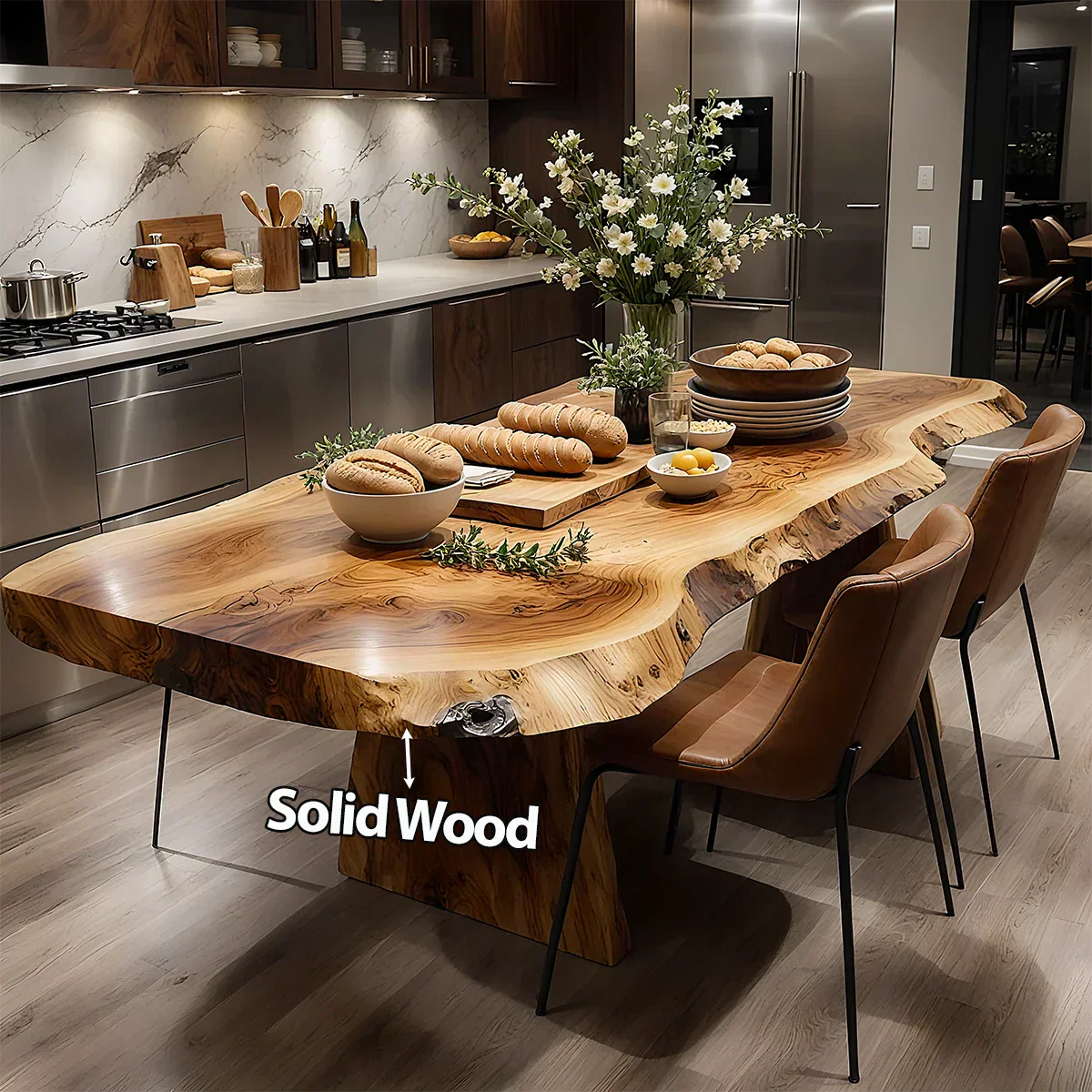 Natural Solid Wood Live-Edge Dining Table - Rustiracraft