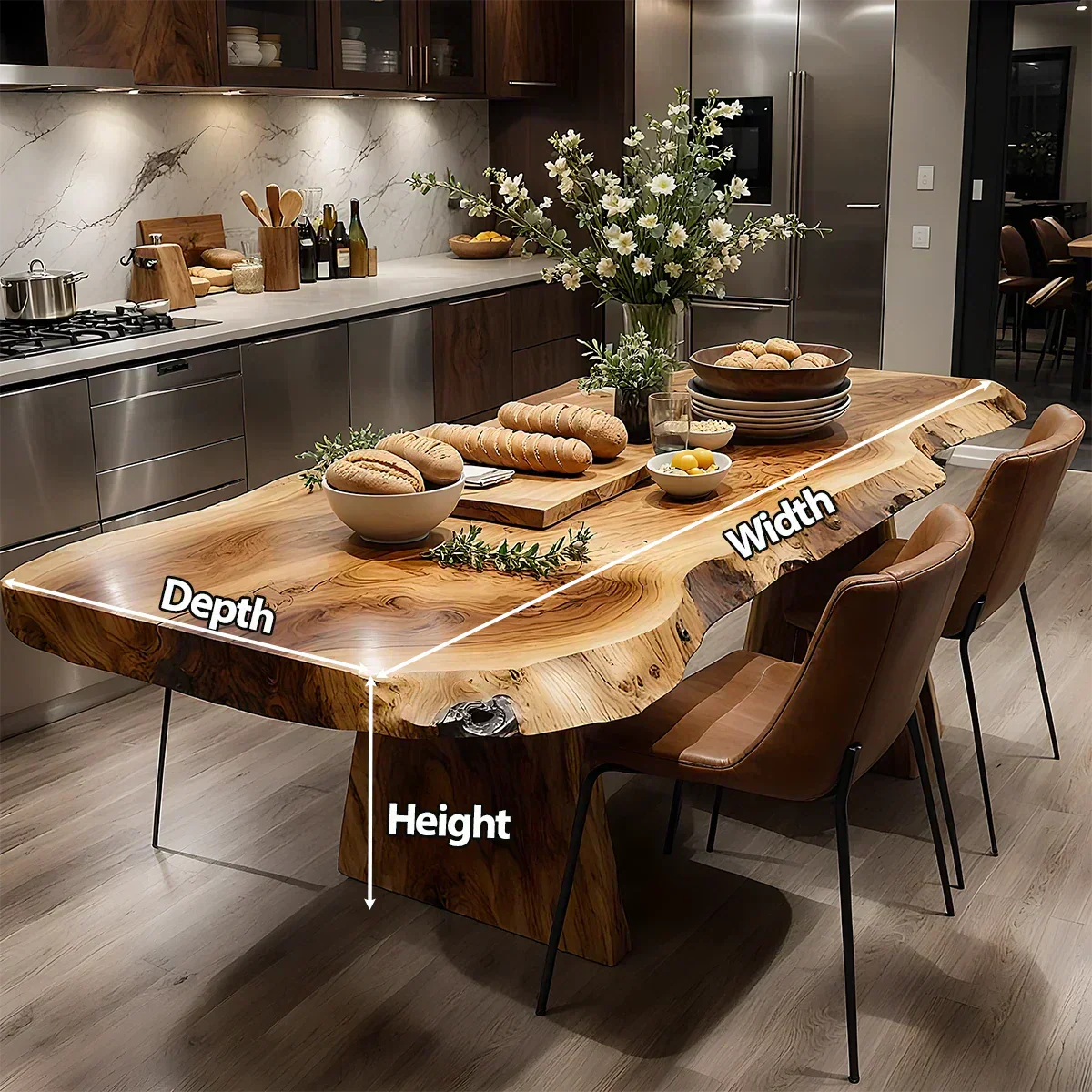 Natural Solid Wood Live-Edge Dining Table - Rustiracraft