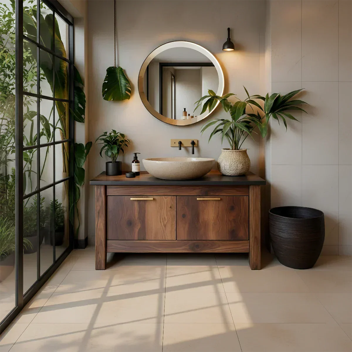 Natural Solid Wood Vanity with Convenient Drawers - Rustiracraft