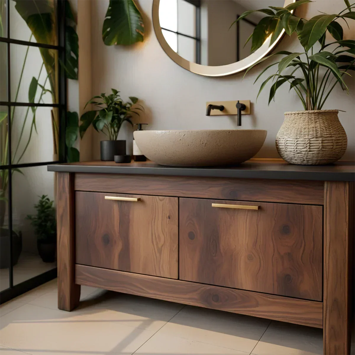 Natural Solid Wood Vanity with Convenient Drawers - Rustiracraft