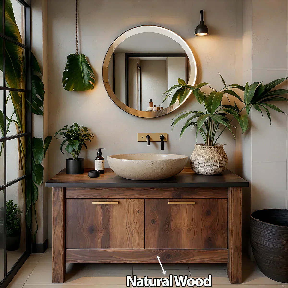Natural Solid Wood Vanity with Convenient Drawers - Rustiracraft