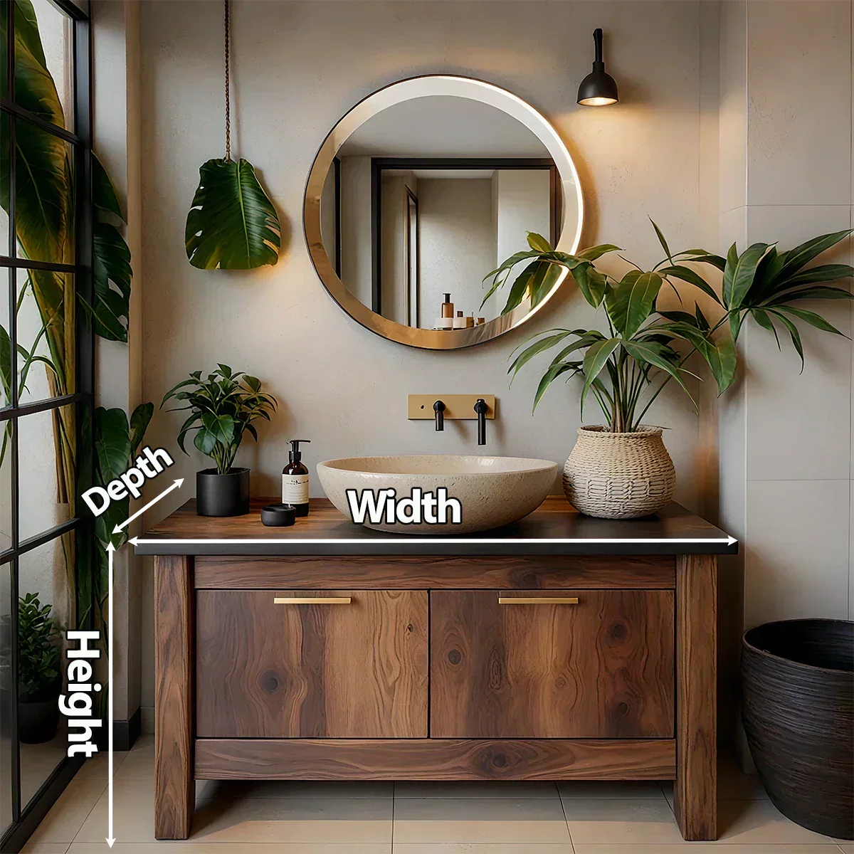 Natural Solid Wood Vanity with Convenient Drawers - Rustiracraft