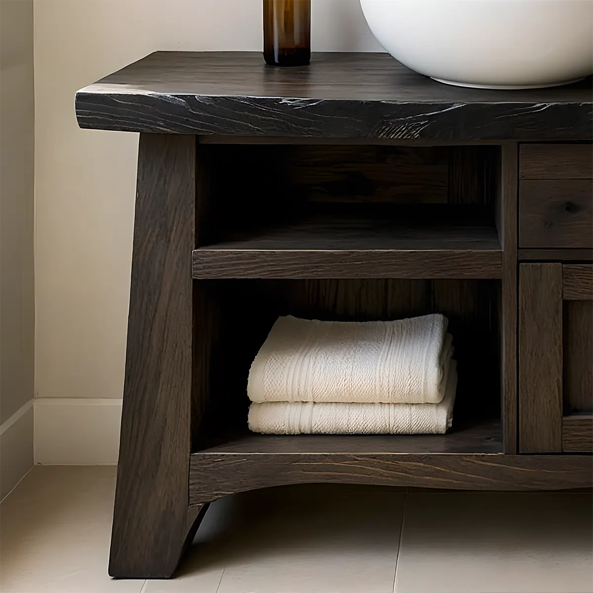 NoirOak Vanity – Rustic Solid Wood Bathroom Cabinet - Rustiracraft