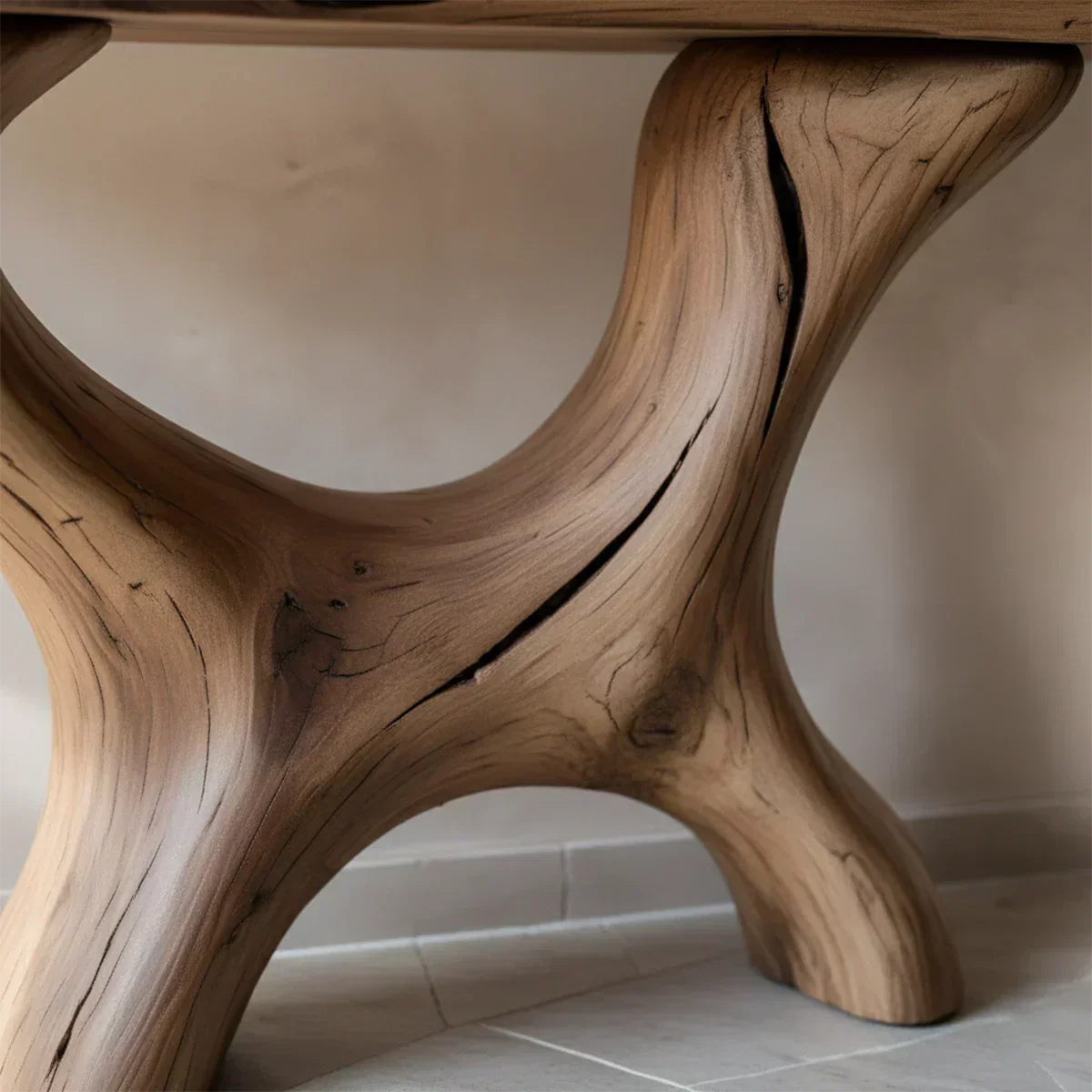 Organic Curved Solid Wood Console Table – Sculptural Minimalist Table - Rustiracraft