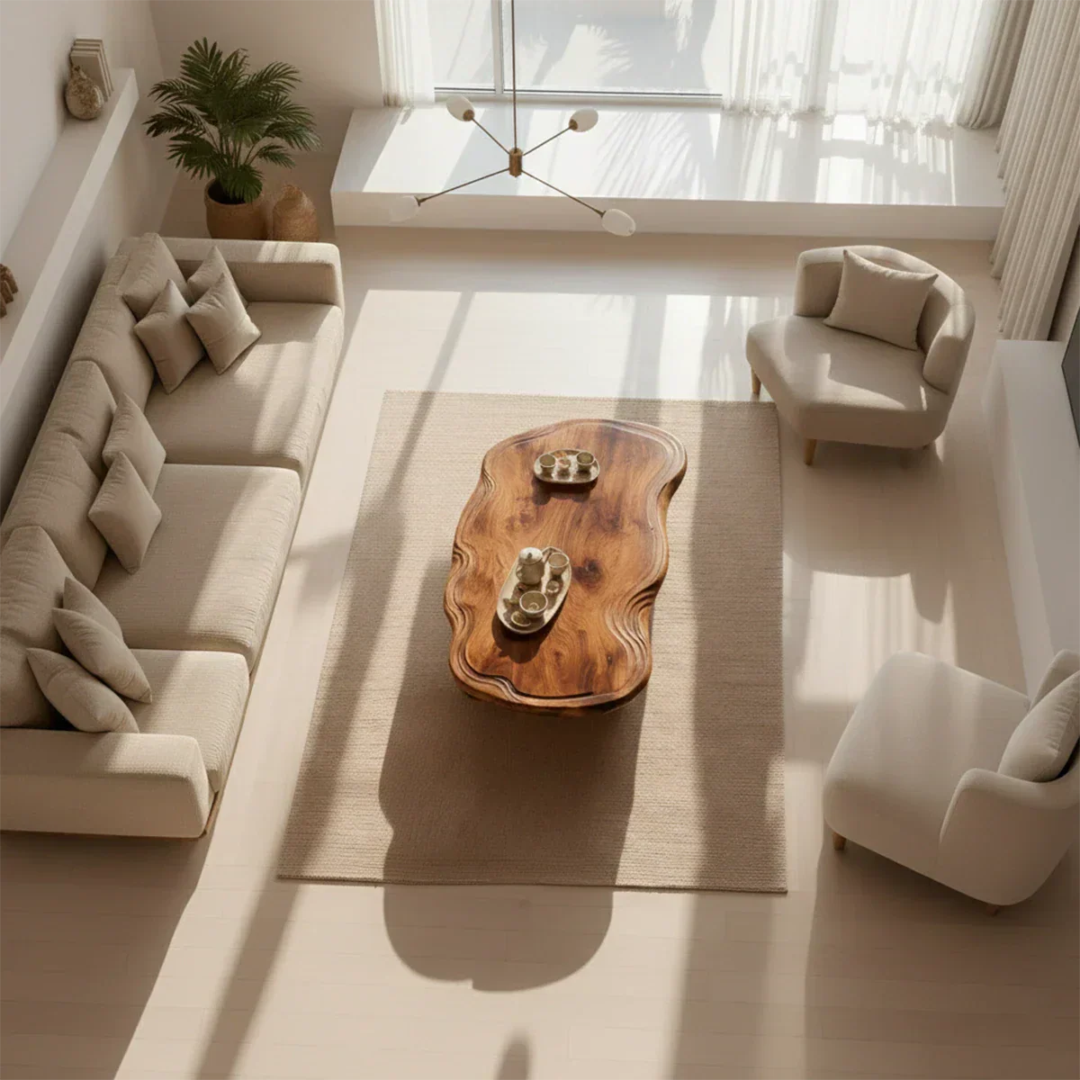 Organic Live Edge Coffee Table – Natural Wood Center Table for Modern Living Room - Rustiracraft