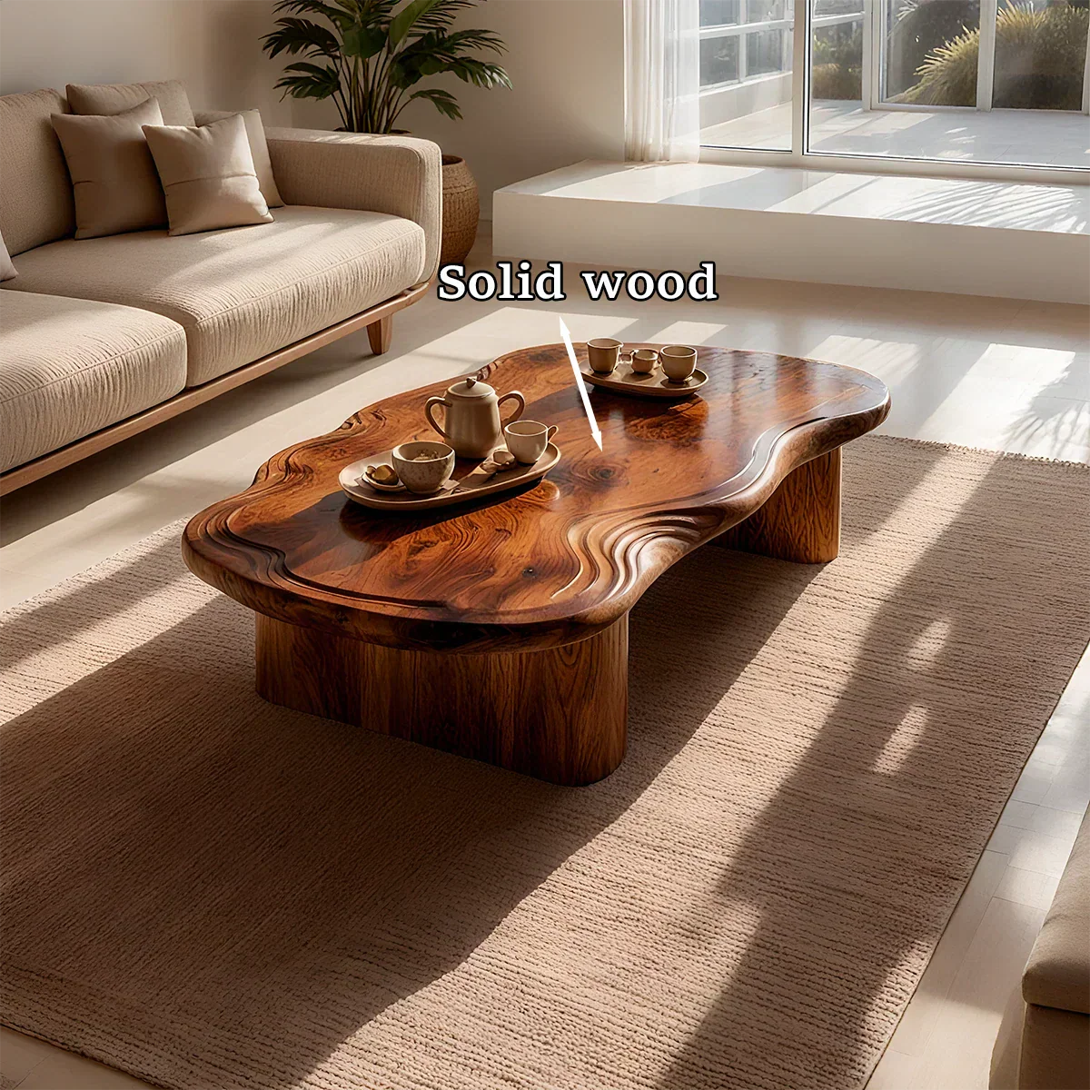Organic Live Edge Coffee Table – Natural Wood Center Table for Modern Living Room - Rustiracraft