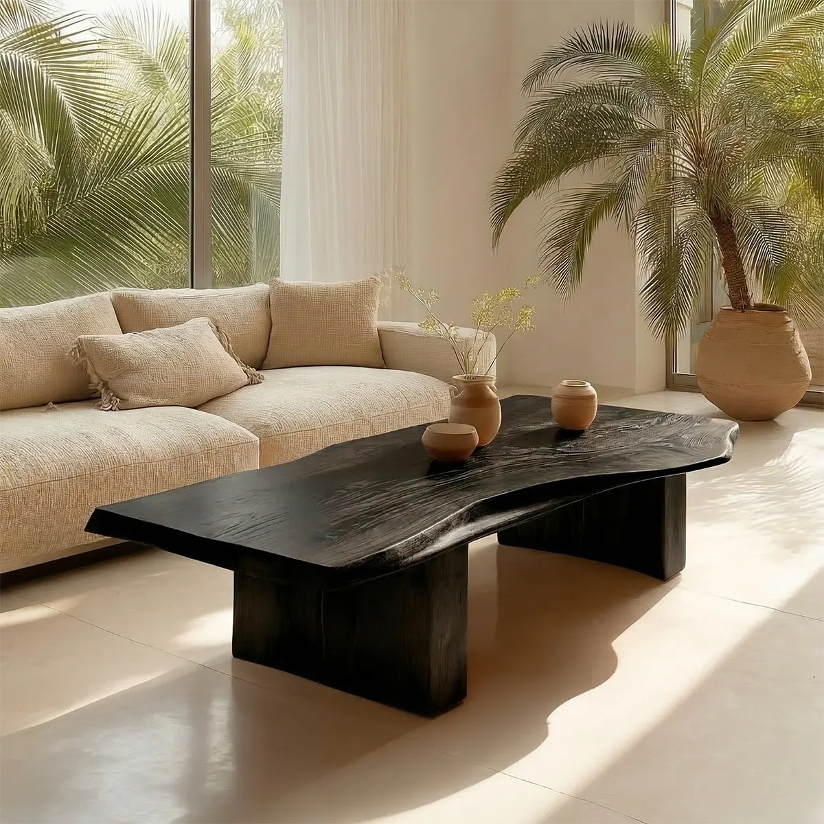 Organic Live Edge Coffee Table with Thick Slab Top in Natural Solid Wood - Rustiracraft