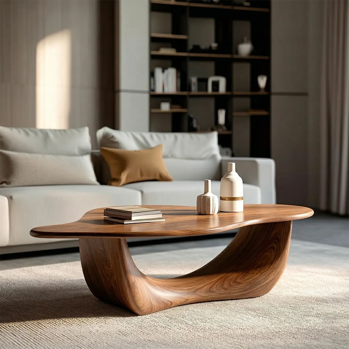 Organic Loop Sculptural Coffee Table in Natural Solid Wood - Rustiracraft