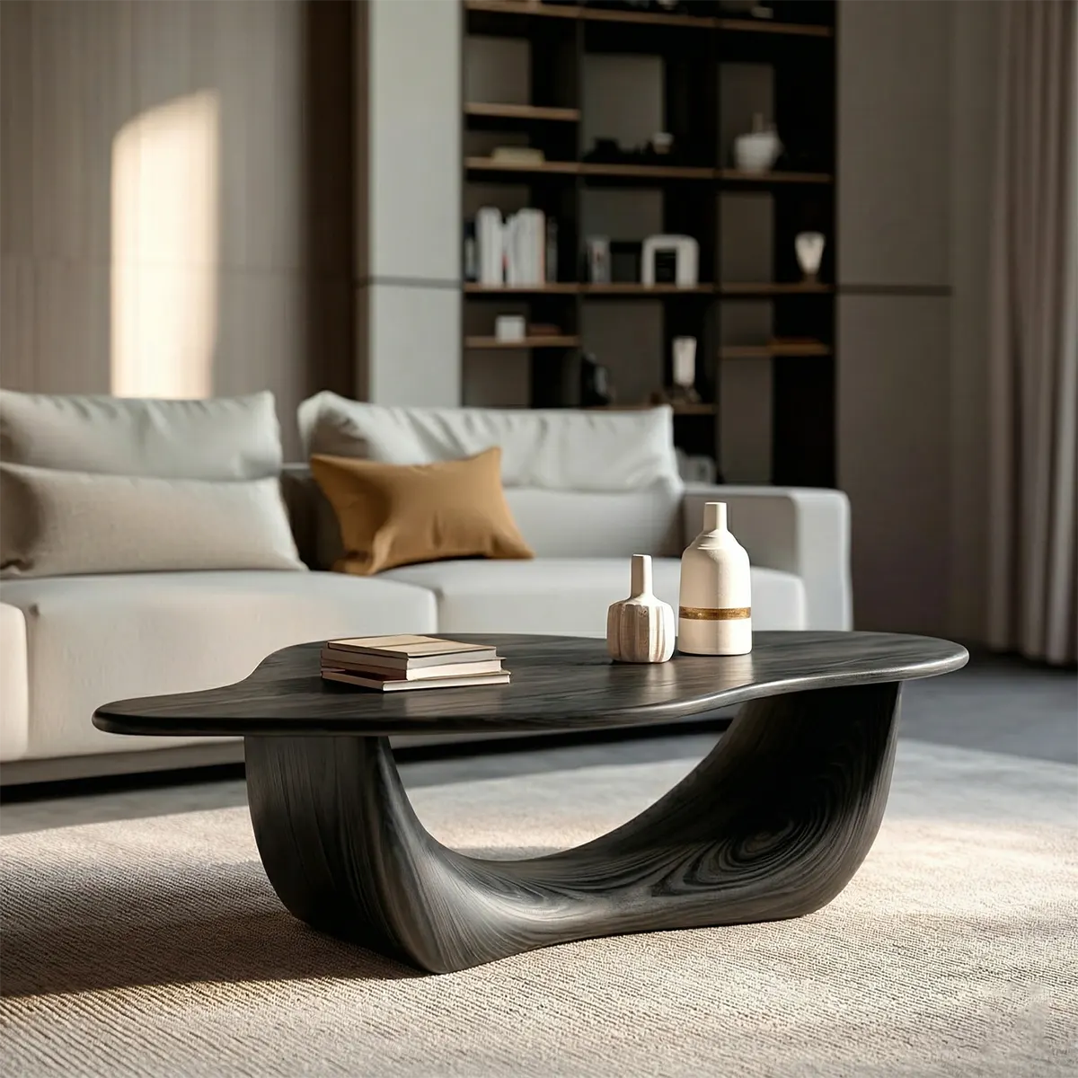 Organic Loop Sculptural Coffee Table in Natural Solid Wood - Rustiracraft