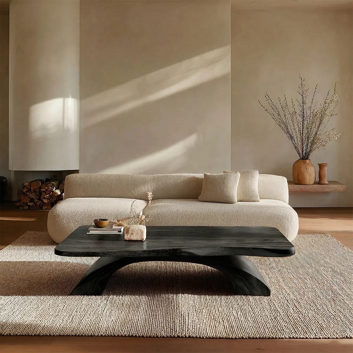 Organic Modern Sculptural Arch Base Coffee Table in Natural Solid Wood - Rustiracraft