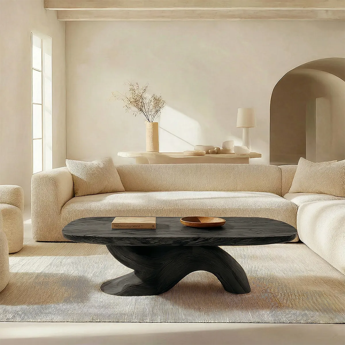 Organic Sculptural Pedestal Coffee Table in Natural Solid Wood - Rustiracraft