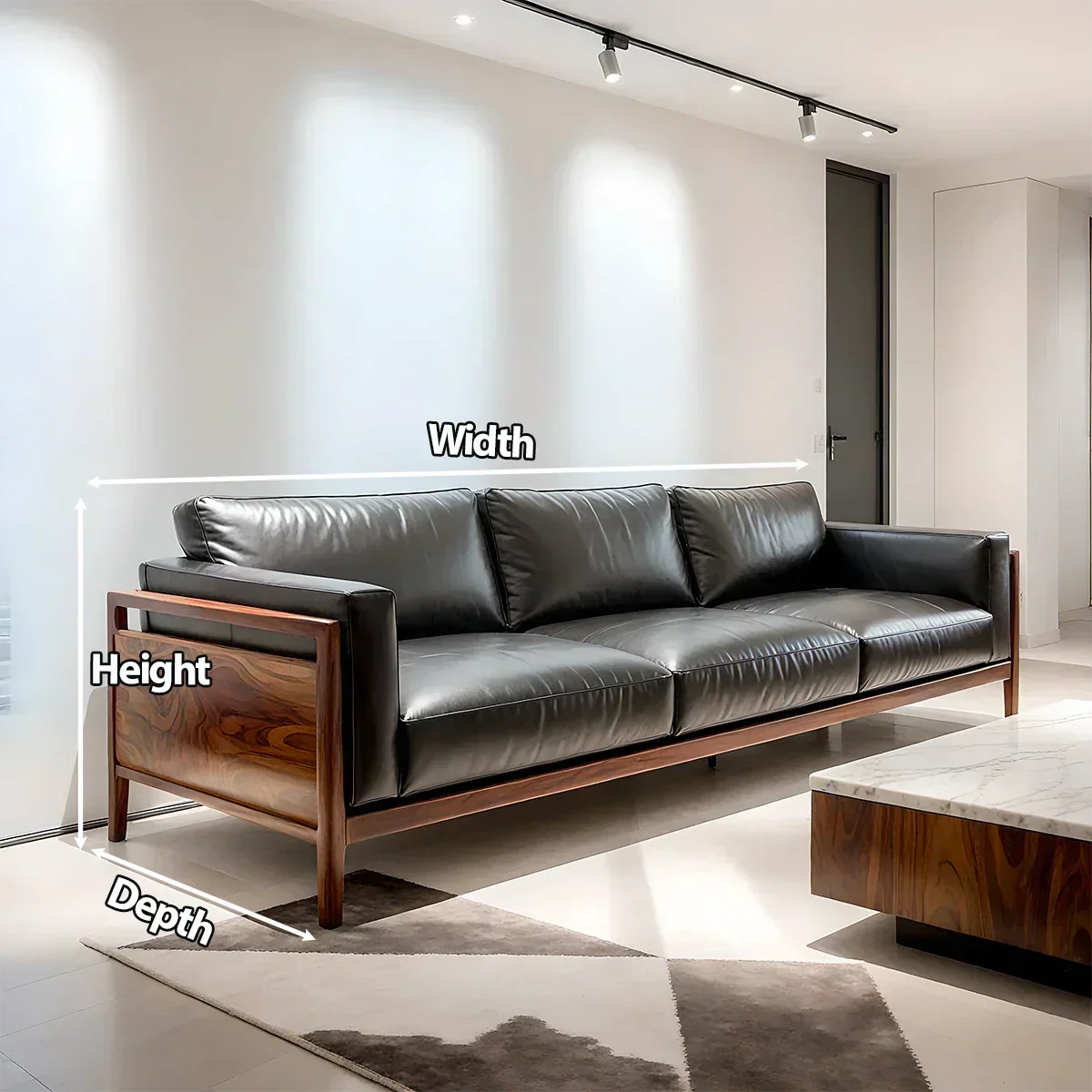 Premium Leather Sofa – Modern Minimalist Design - Rustiracraft