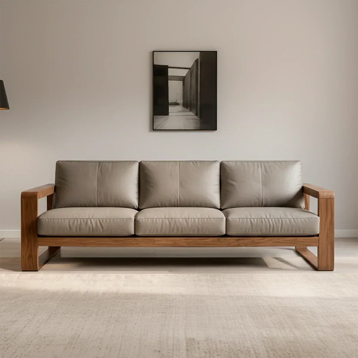 Premium Leather Sofa – Solid Wood Frame, Modern Contemporary Style - Rustiracraft