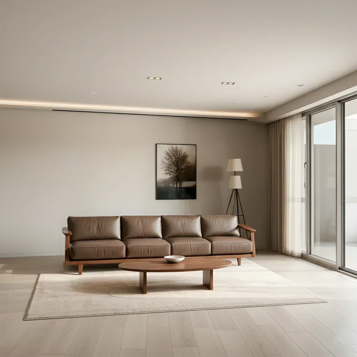Premium Leather Sofa – Solid Wood Frame, Modern Minimalist Design - Rustiracraft
