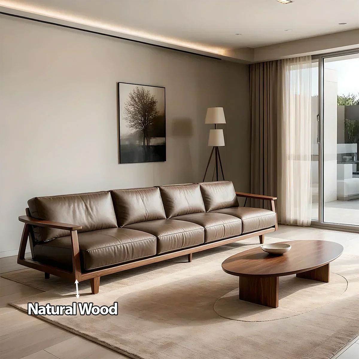 Premium Leather Sofa – Solid Wood Frame, Modern Minimalist Design - Rustiracraft