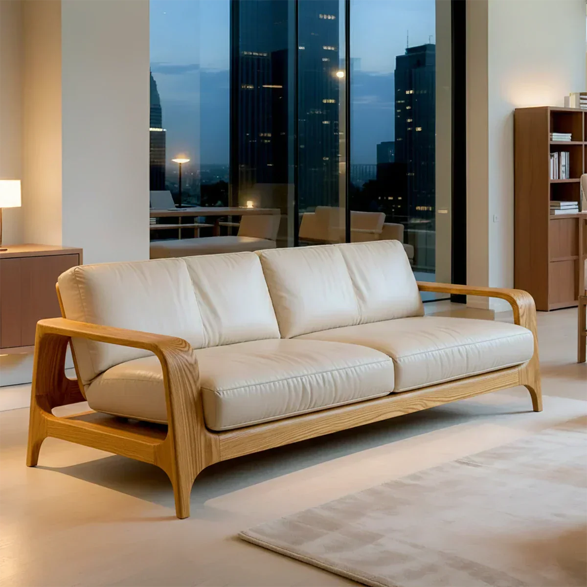 Premium Leather Solid Wood Sofa – Handcrafted Rustic Modern Design - Rustiracraft