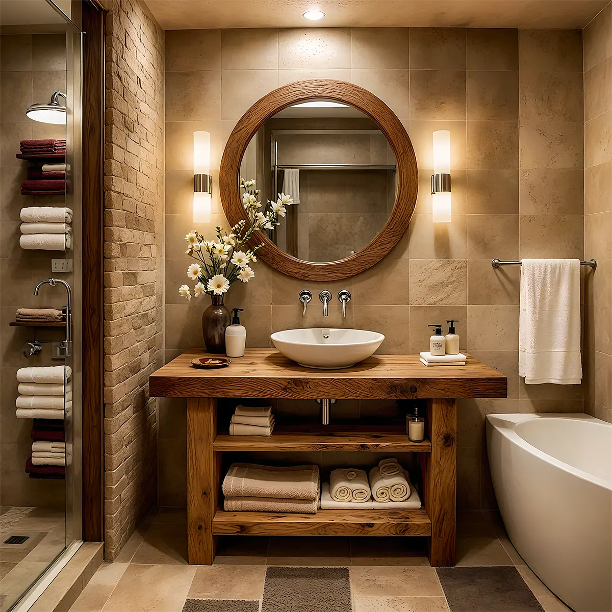 Rustic Oak Bathroom Vanity – Solid Wood Handcrafted Style - Rustiracraft