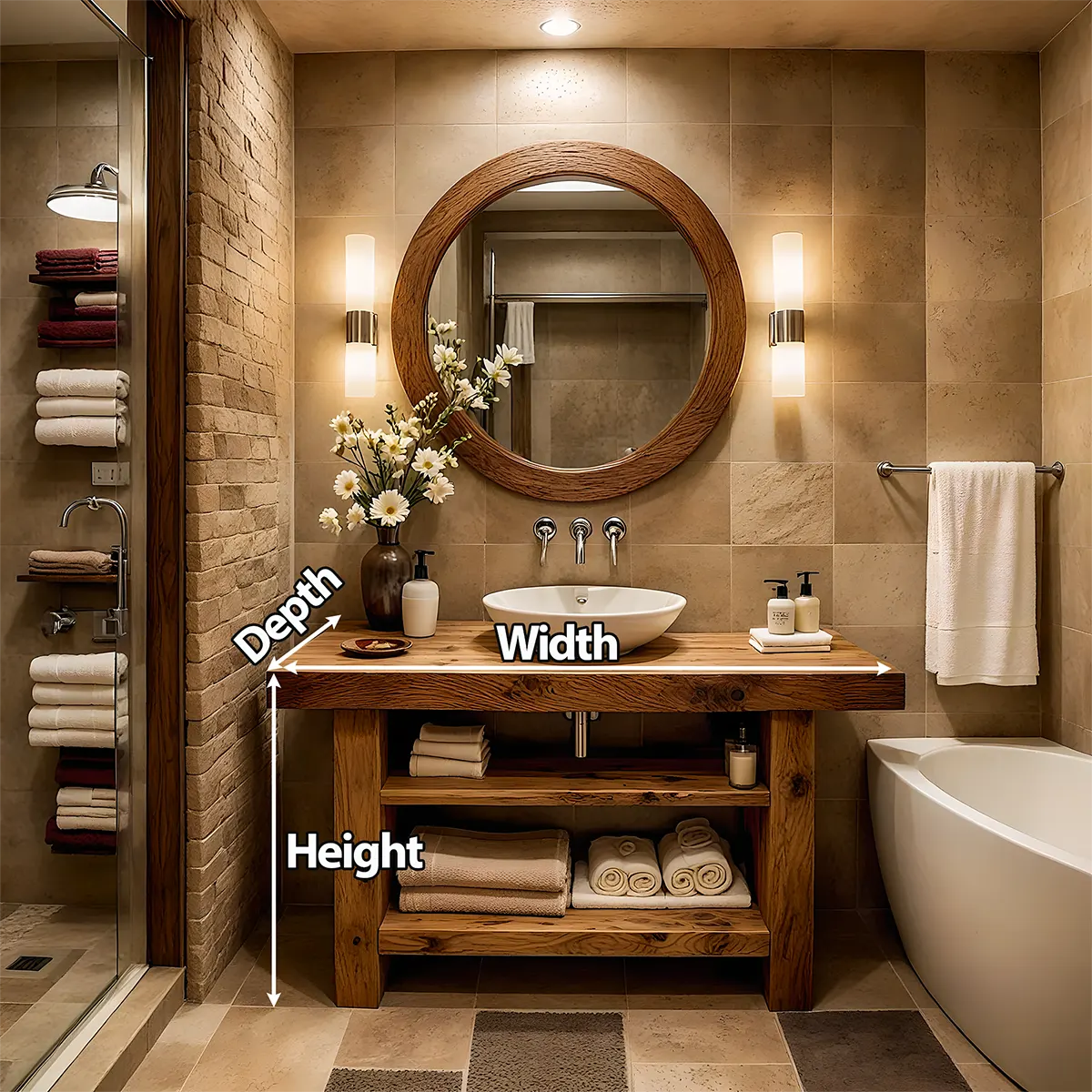 Rustic Oak Bathroom Vanity – Solid Wood Handcrafted Style - Rustiracraft