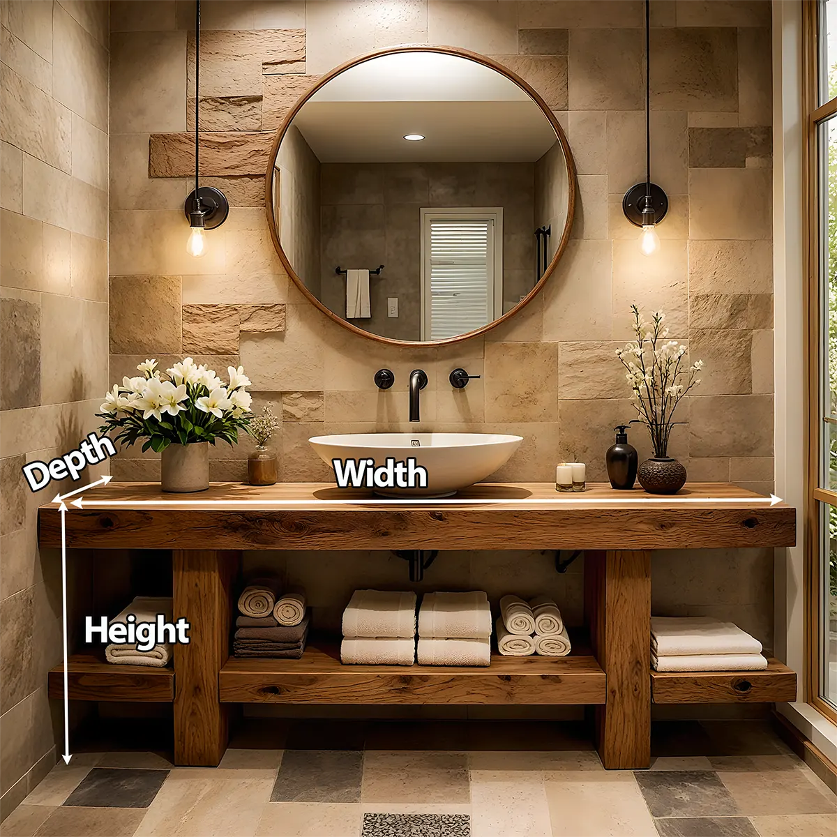 Rustic Oak Bathroom Vanity – Solid Wood Spa Design - Rustiracraft