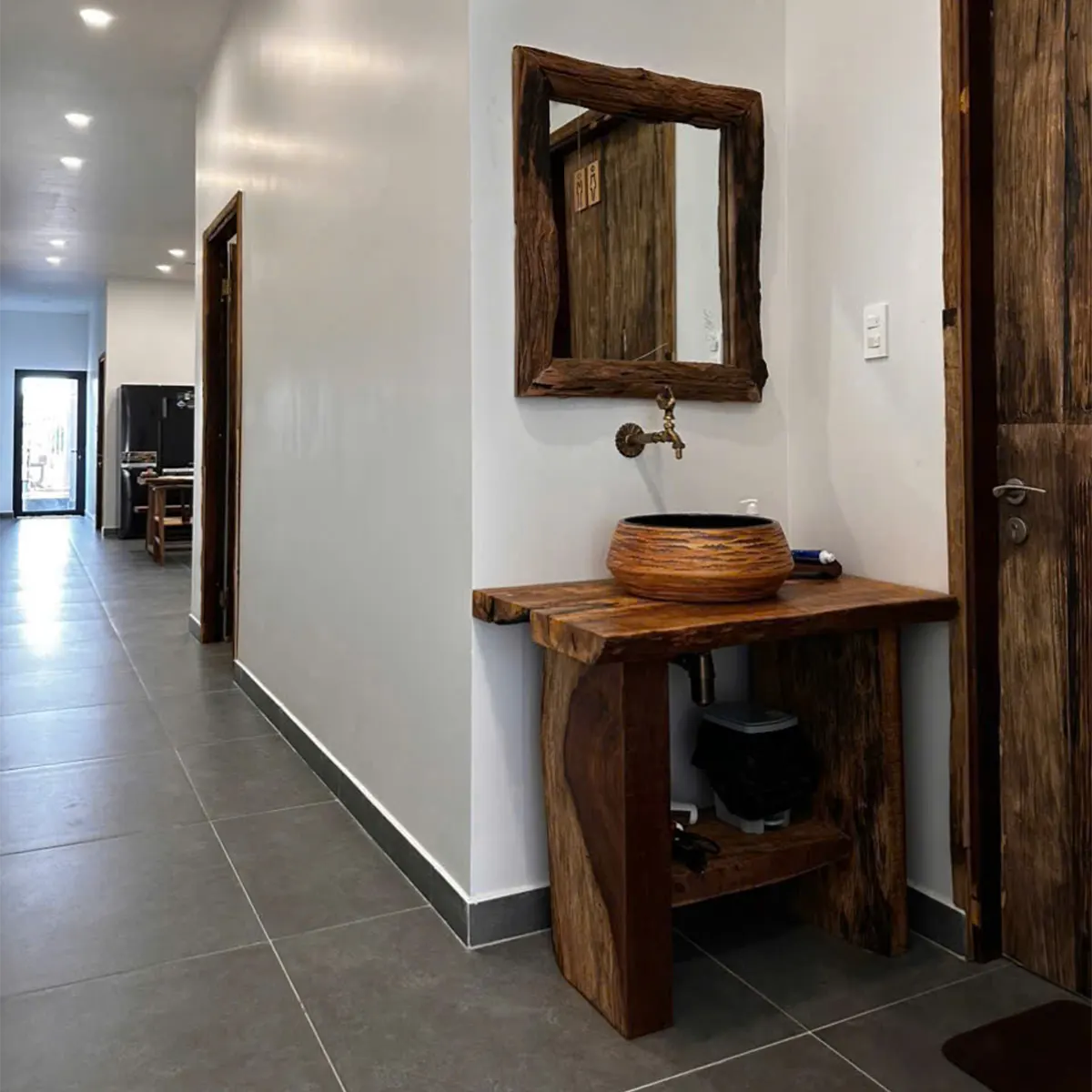 Rustic Solid Oak Bathroom Vanity – Handcrafted Wood Design - Rustiracraft
