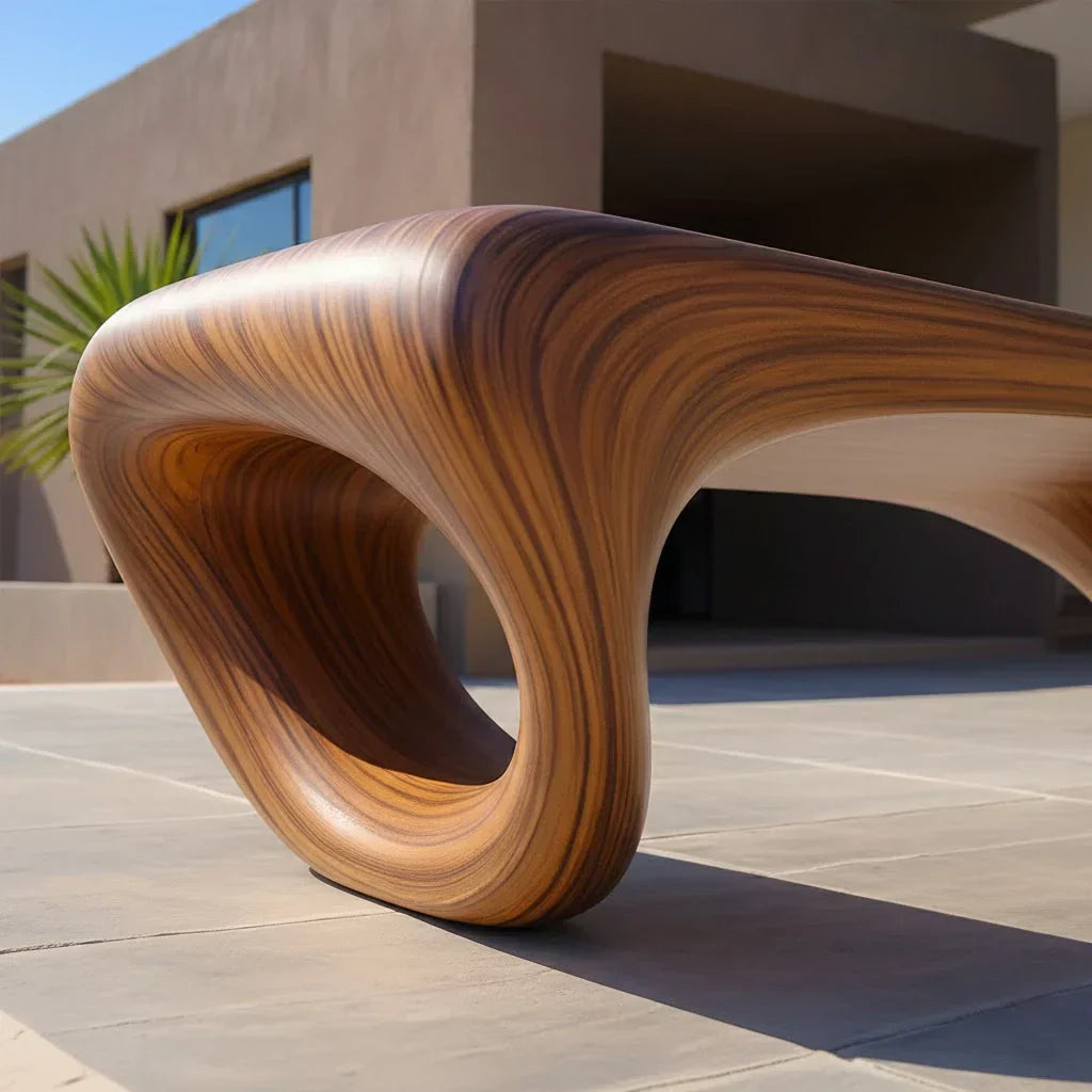 Sculpted Loop Bench in Natural Solid Wood - Rustiracraft