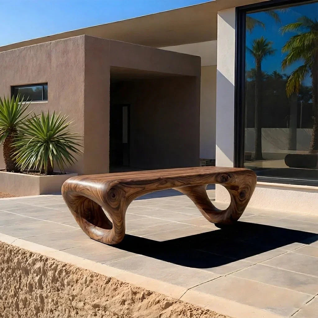 Sculpted Loop Bench in Natural Solid Wood - Rustiracraft
