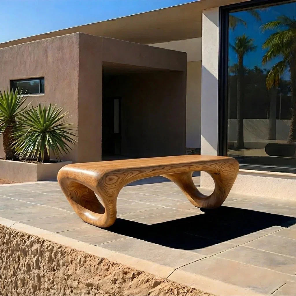 Sculpted Loop Bench in Natural Solid Wood - Rustiracraft