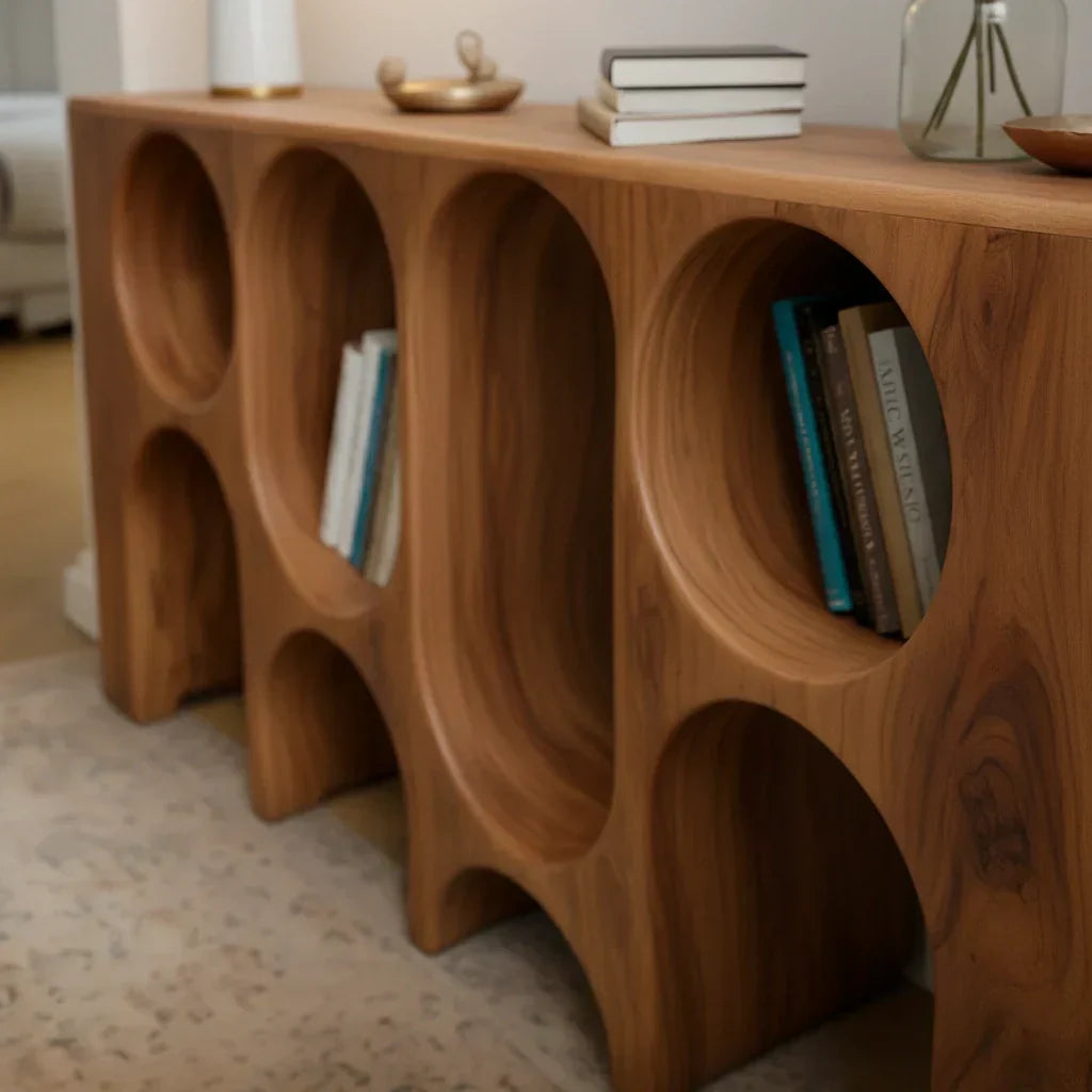Sculpted Solid Wood Console – Arched Circle Edition - Rustiracraft
