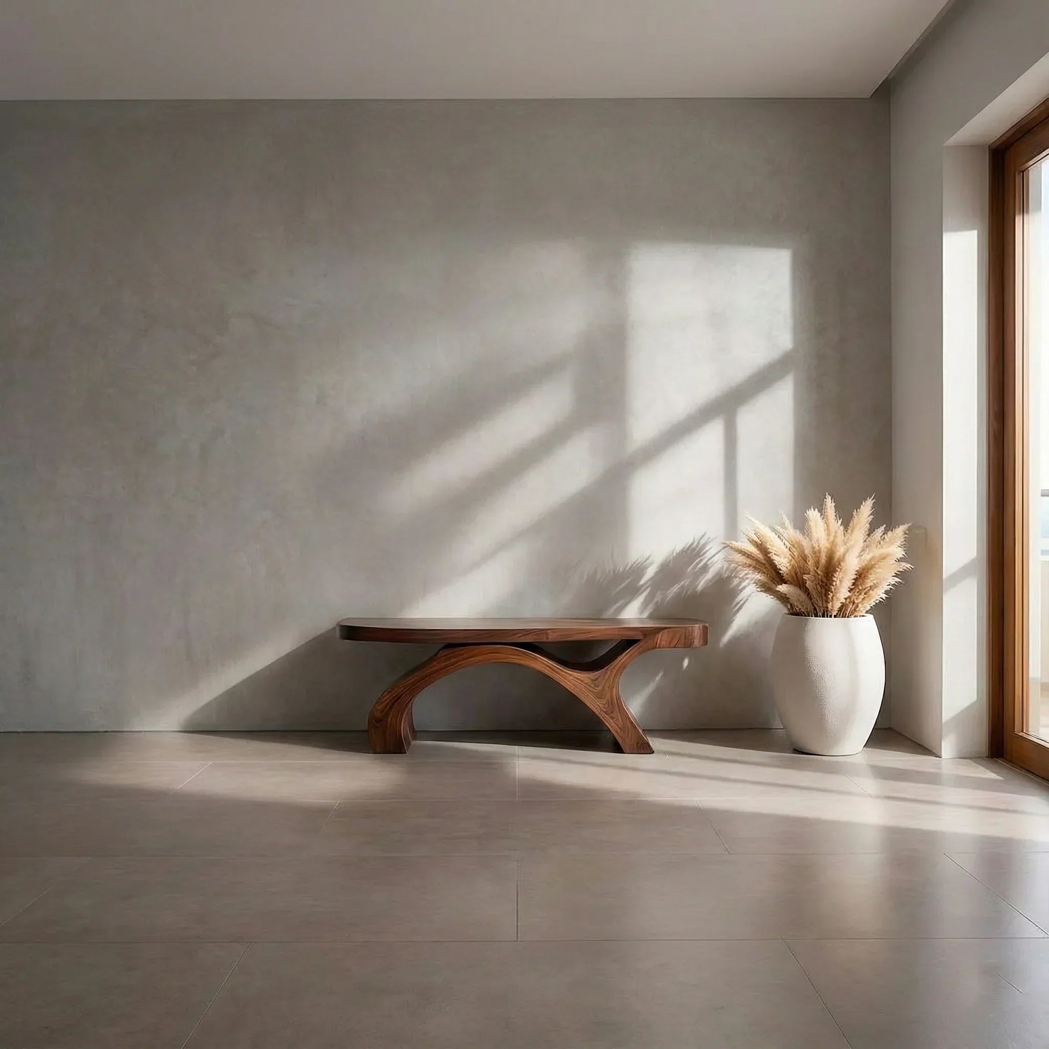 Sculptural Curved Solid Wood Bench – Modern Organic Form - Rustiracraft