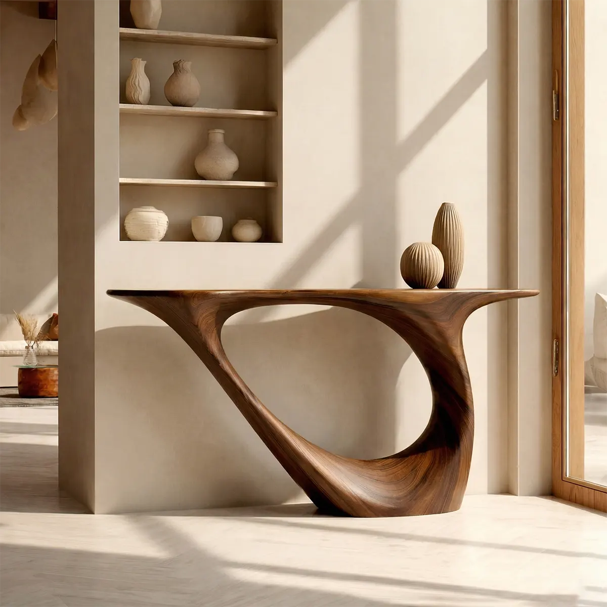 Sculptural Organic Solid Wood Console Table for Modern Entryways - Rustiracraft