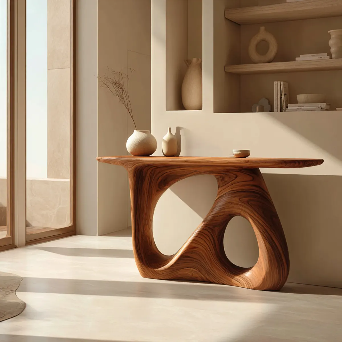 Sculptural Organic Solid Wood Console Table for Modern Interiors - Rustiracraft