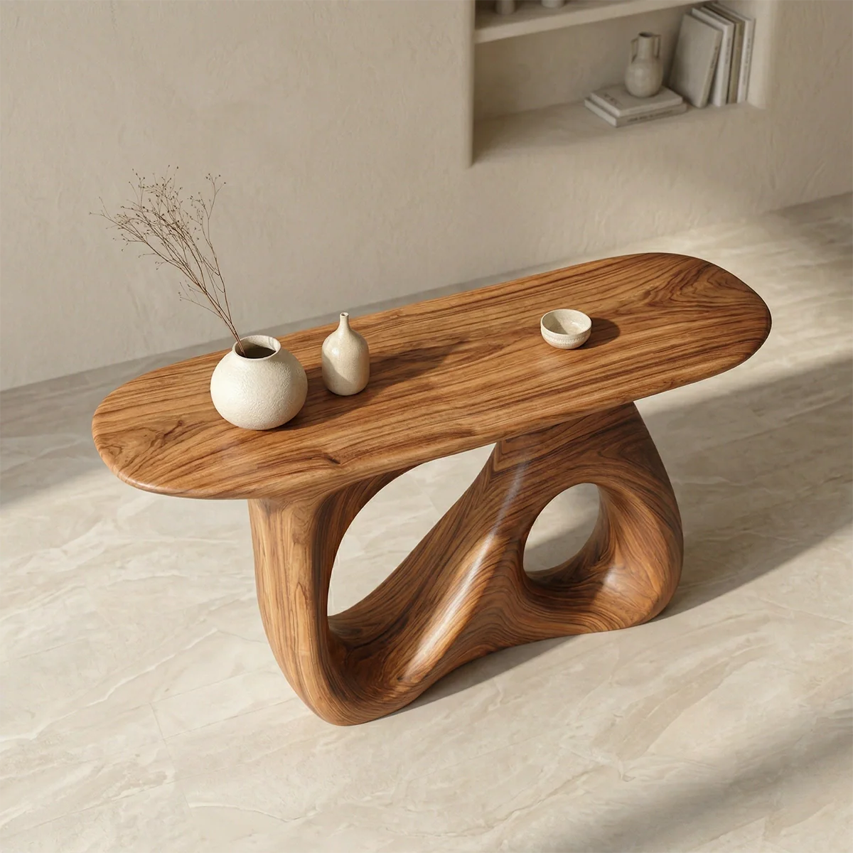 Sculptural Organic Solid Wood Console Table for Modern Interiors - Rustiracraft