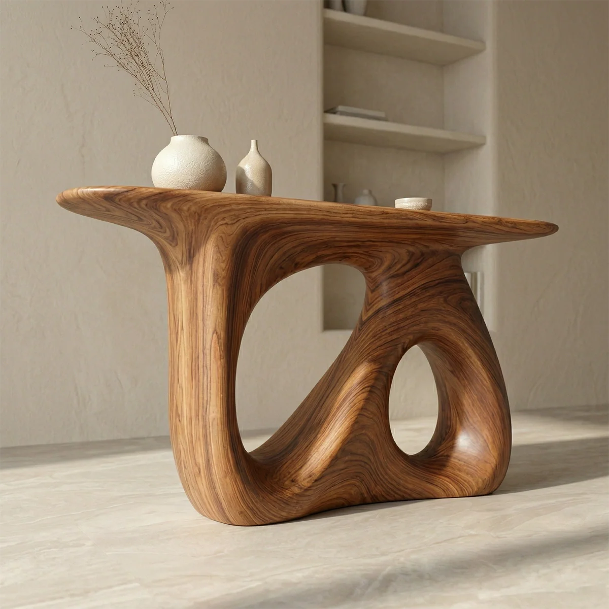 Sculptural Organic Solid Wood Console Table for Modern Interiors - Rustiracraft