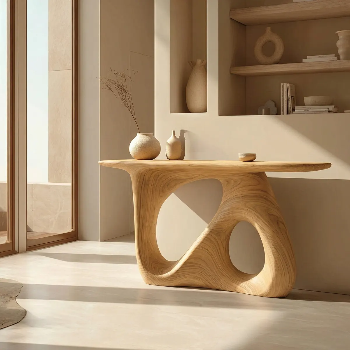 Sculptural Organic Solid Wood Console Table for Modern Interiors - Rustiracraft