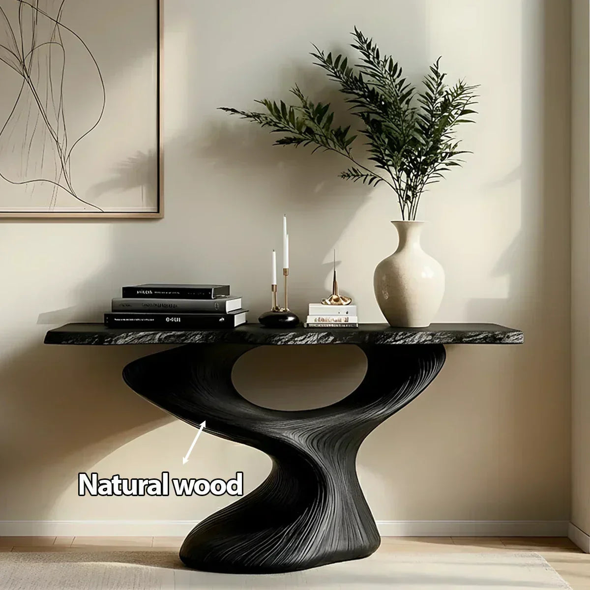 Sculptural Solid Wood Console — Modern Art Entry Table - Rustiracraft