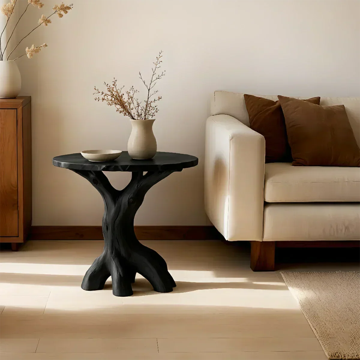 Solid Wood Accent Table – Modern Sculptural Rootform Design - Rustiracraft