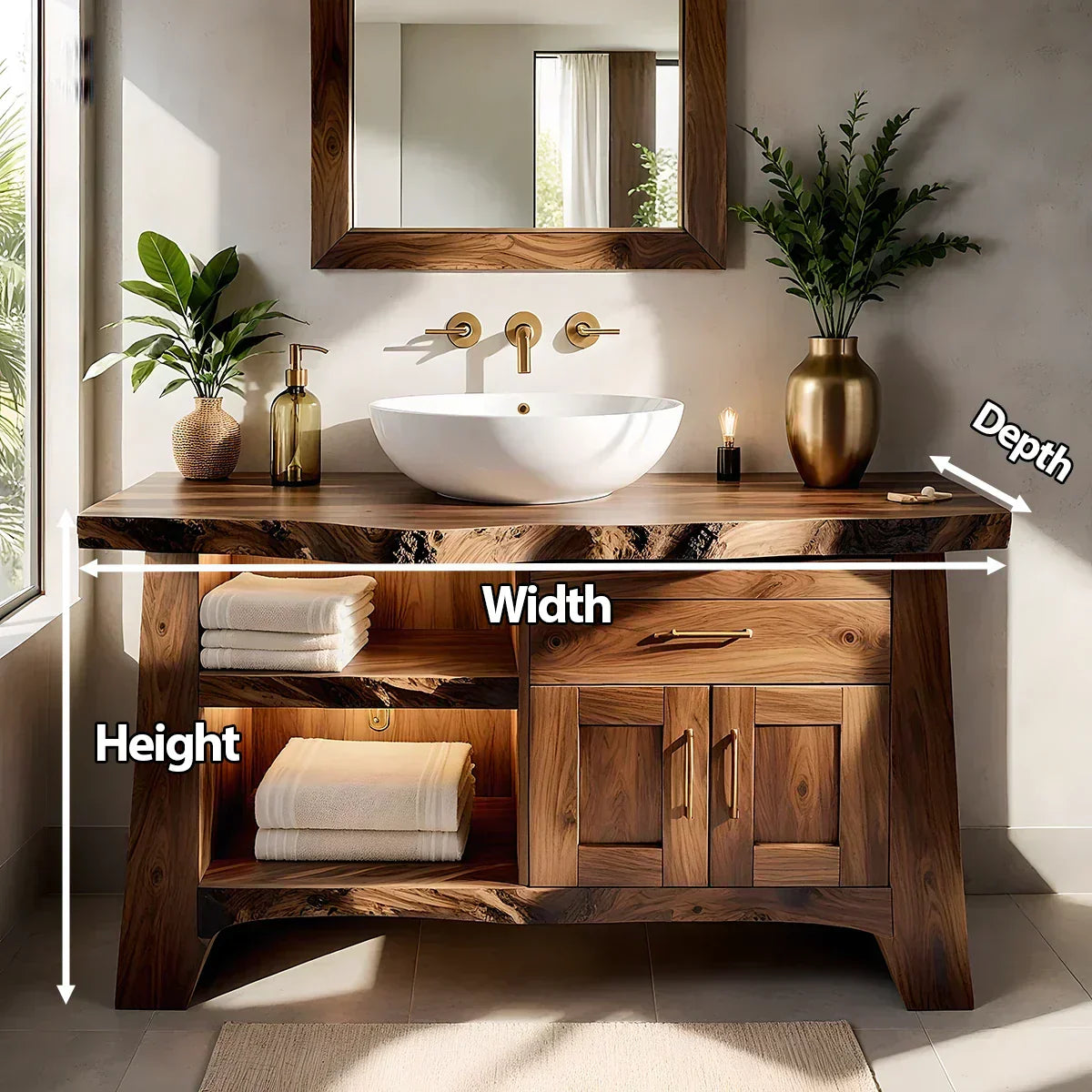 Solid Wood Bathroom Vanity — Natural Luxury Japandi Design - Rustiracraft