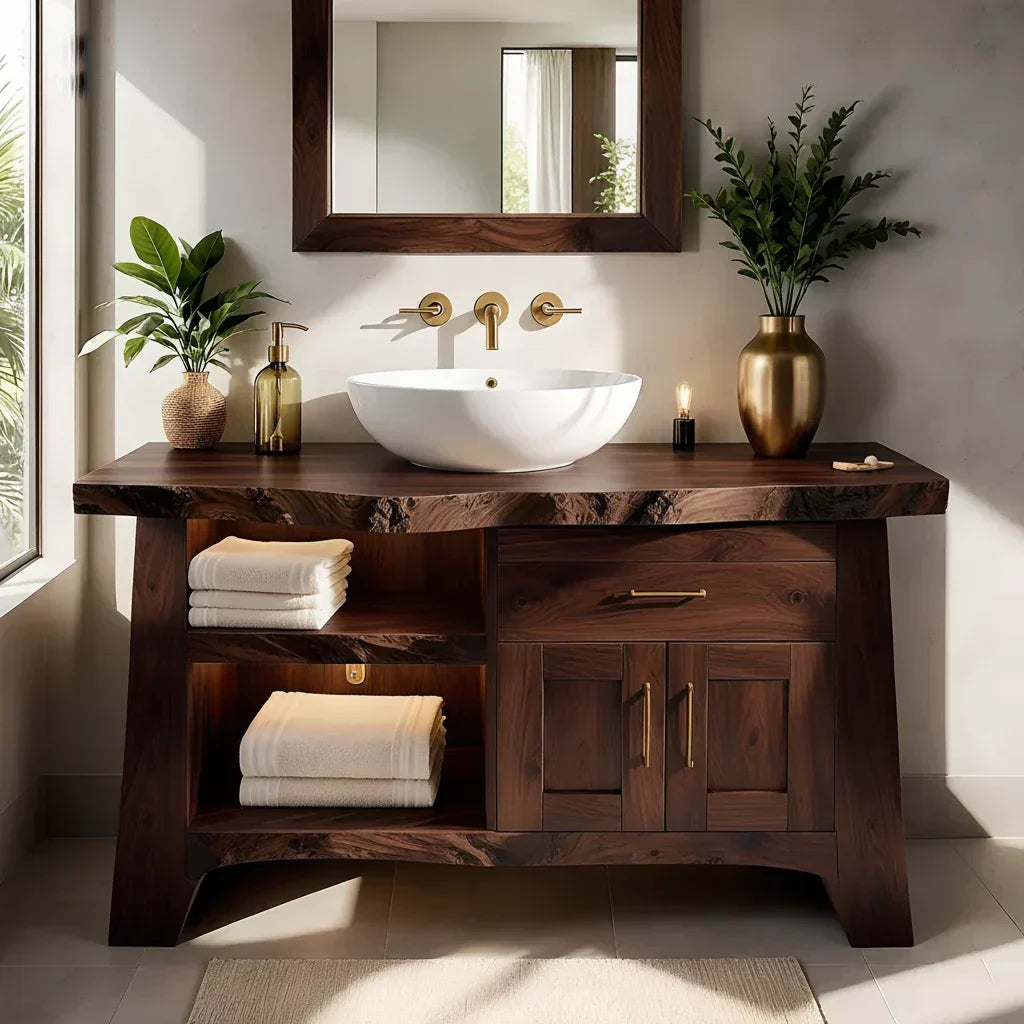 Solid Wood Bathroom Vanity — Natural Luxury Japandi Design - Rustiracraft