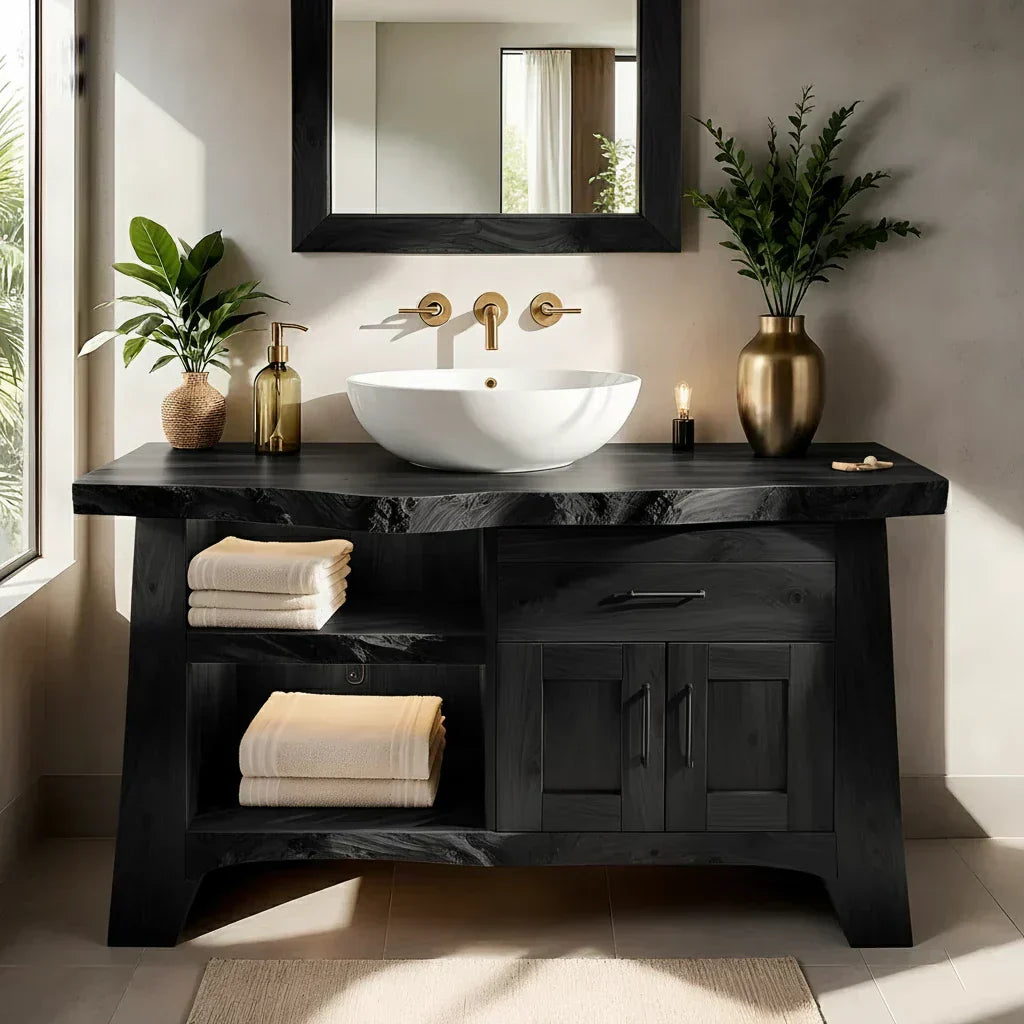 Solid Wood Bathroom Vanity — Natural Luxury Japandi Design - Rustiracraft