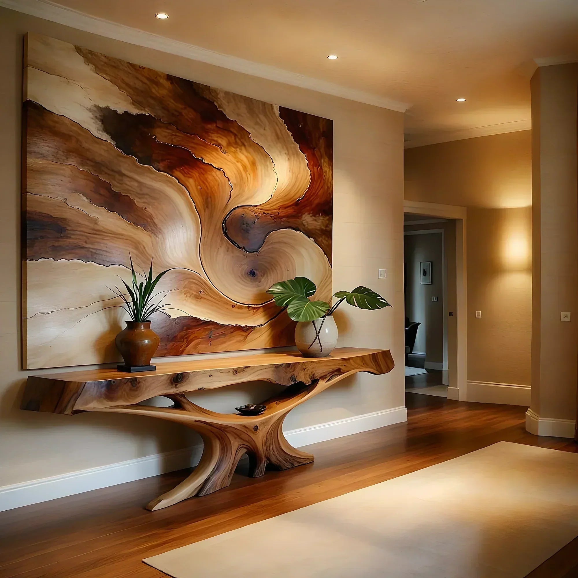 Solid Wood Console Table with Live Edge Design - Rustiracraft