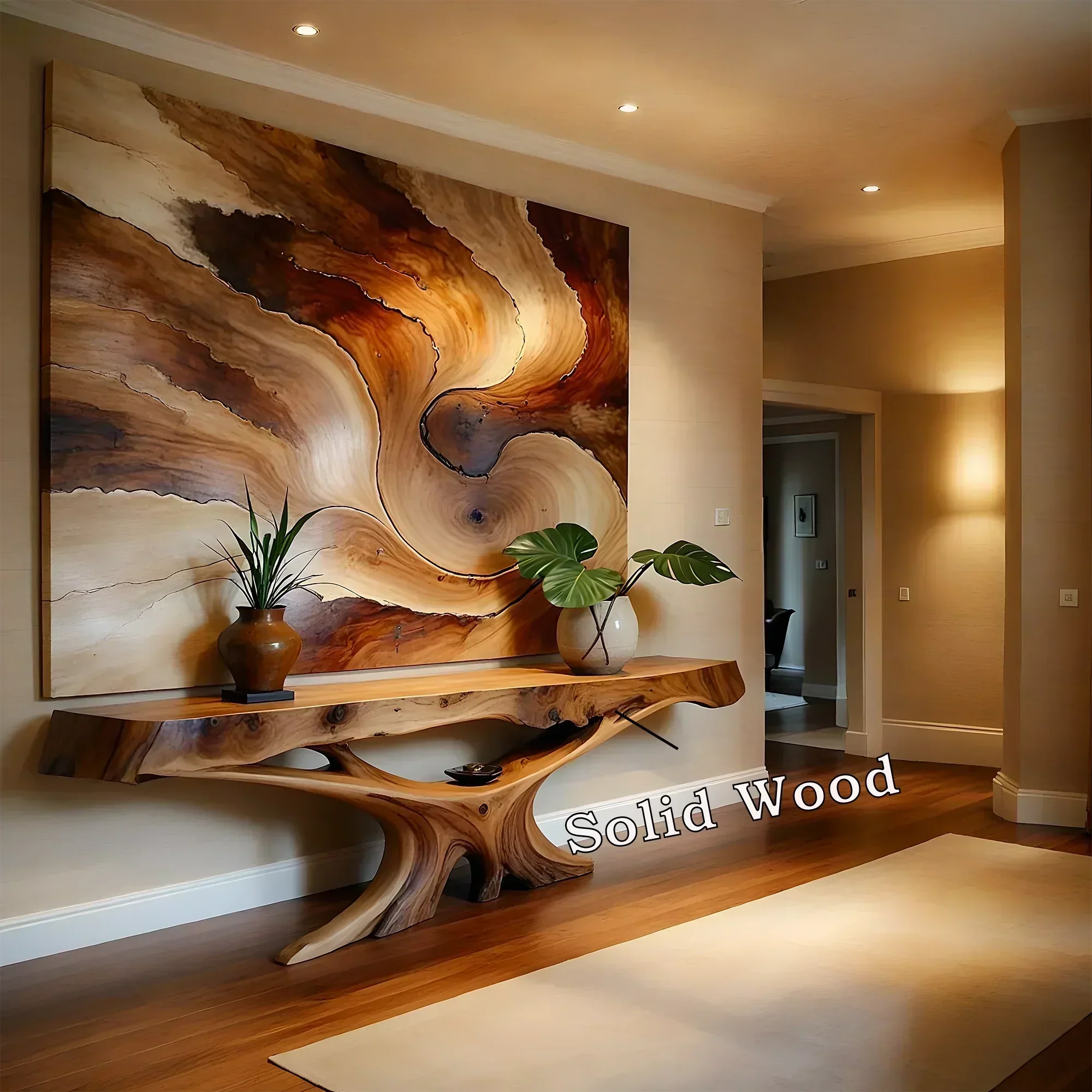 Solid Wood Console Table with Live Edge Design - Rustiracraft