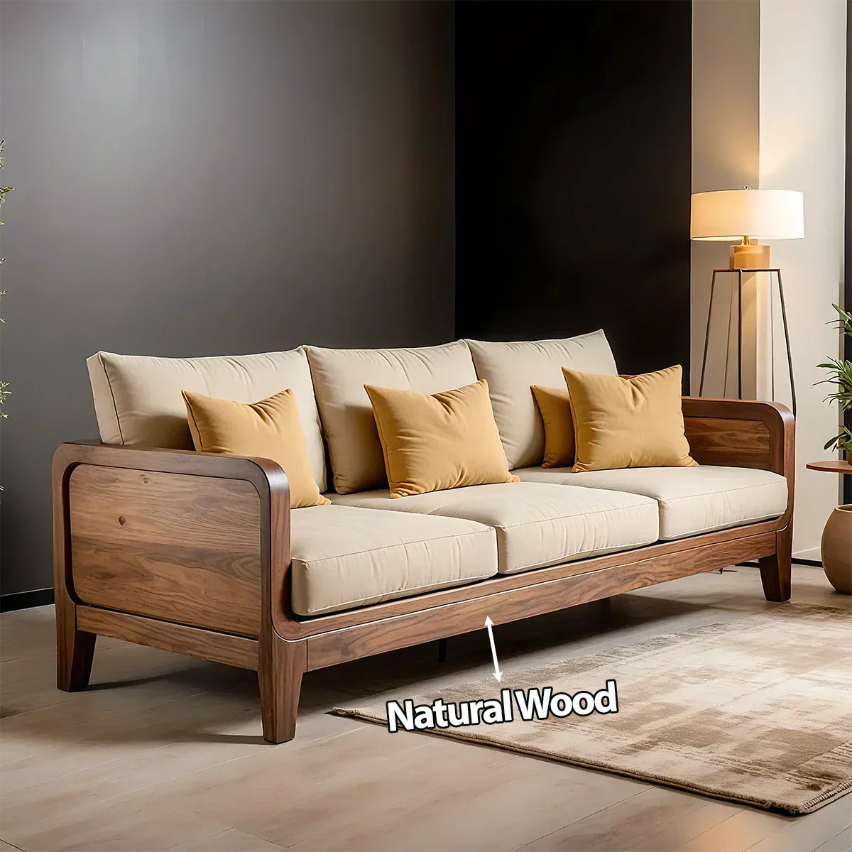 Solid Wood Cotton Fabric Sofa – Modern Minimalist Design - Rustiracraft