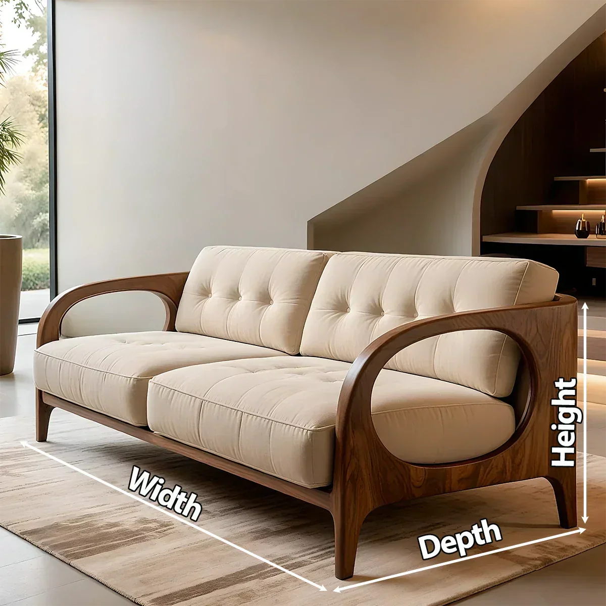 Solid Wood Cotton Fabric Sofa – Modern Rustic Design - Rustiracraft