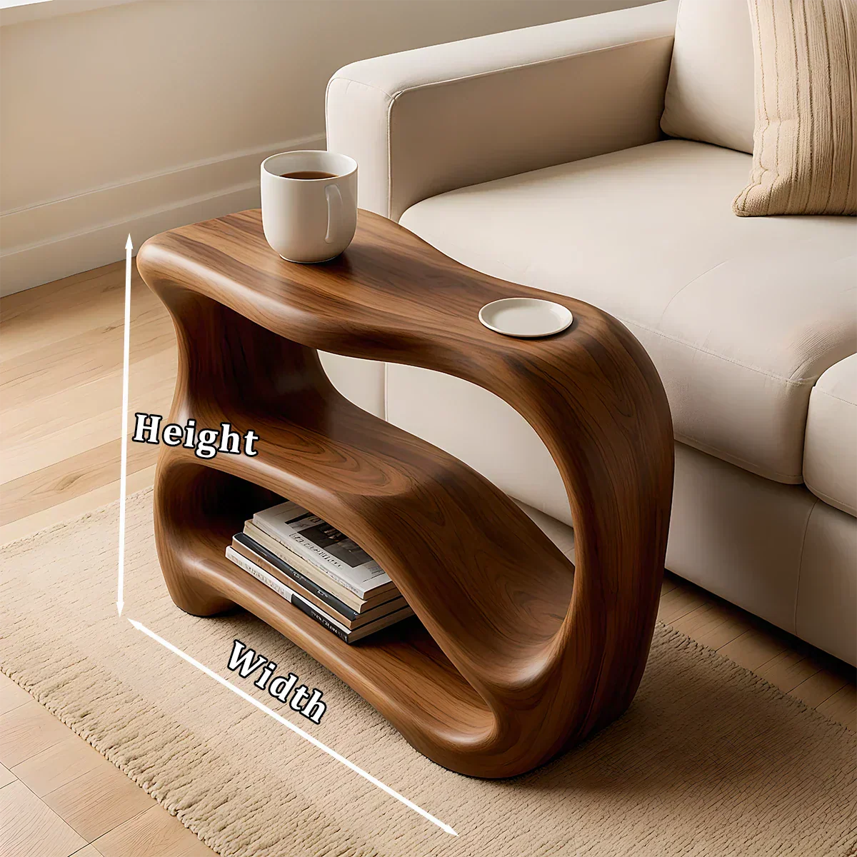 Solid Wood End Table – Fluid Rustic Serenity - Rustiracraft