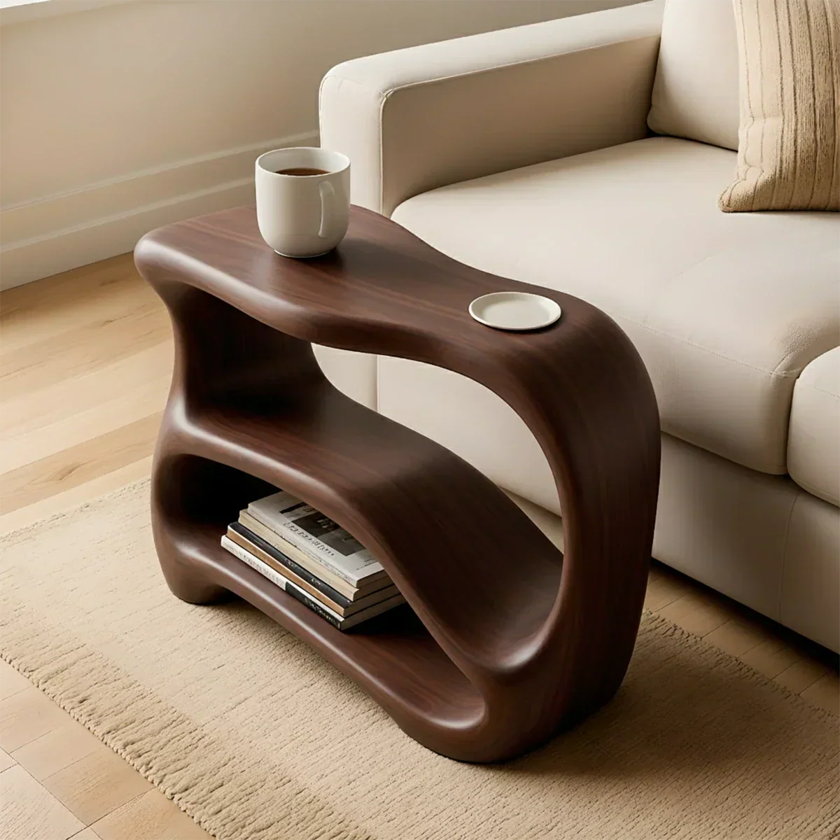 Solid Wood End Table – Fluid Rustic Serenity - Rustiracraft
