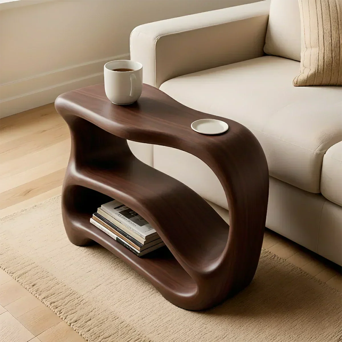 Solid Wood End Table – Fluid Rustic Serenity - Rustiracraft