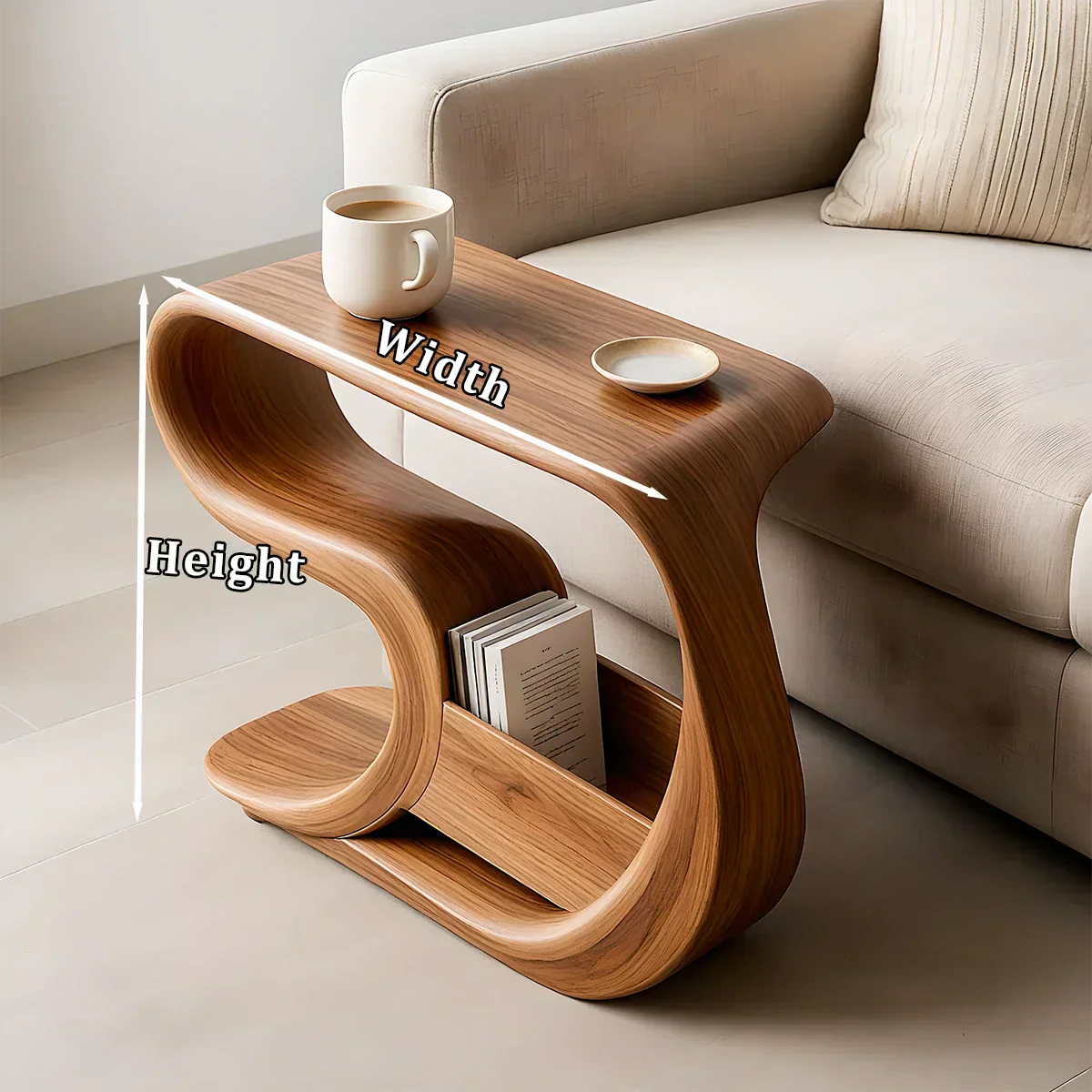 Solid Wood End Table – Modern Rustic Flow - Rustiracraft