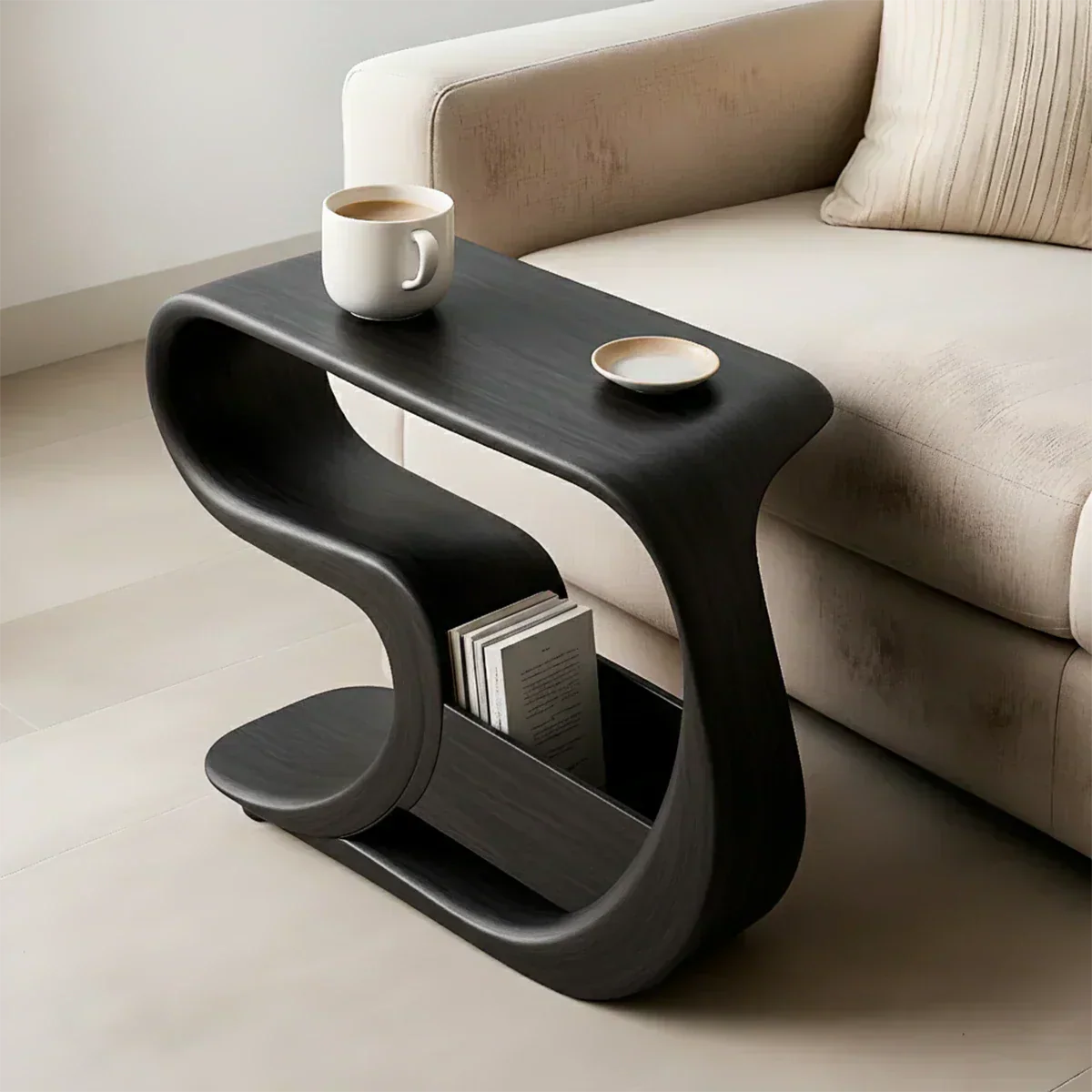 Solid Wood End Table – Modern Rustic Flow - Rustiracraft