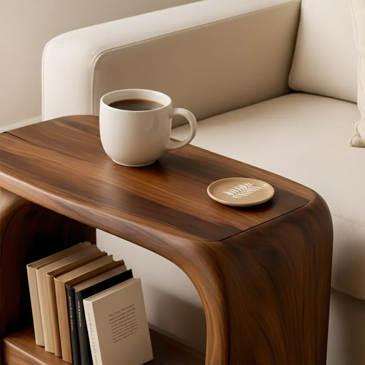 Solid Wood End Table – Modern Sculptural Flowform - Rustiracraft