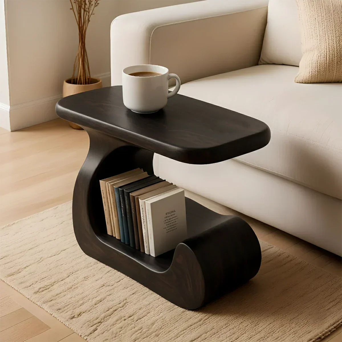 Solid Wood End Table – Modern Sculptural Flowform - Rustiracraft